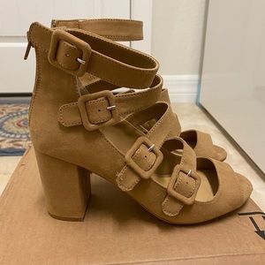 Brown Belted Thick Heels